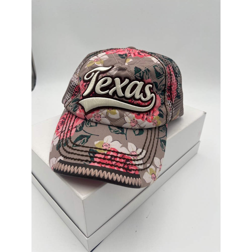 Robin Ruth Texas Floral Trucker Hat Pink Rose Quilted Snapback Mesh Cap Womens - Picture 1 of 5